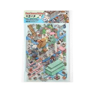 2.5D creative dollhouse scene sticker for DIY journaling with miniature doll shop details