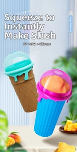 Detail showing squeeze slushie cup materials made of PP EVA and silicone for cooling