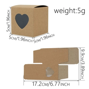 European style kraft candy box with heart window 5cm square gift packaging