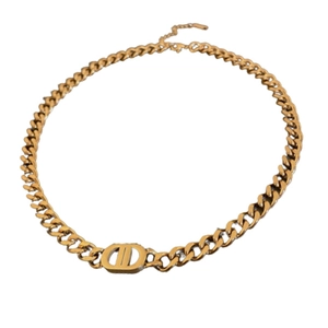 Gold stainless steel pig nose Cuban chain necklace with CD logo pendant for women