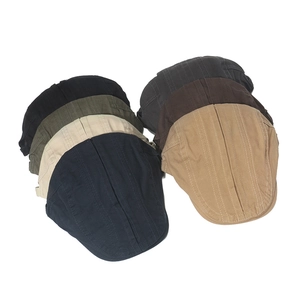 Vintage Flat Cap Cotton Canvas Adjustable Side Buckles British Retro Style Ivy Newsboy Hat For Men