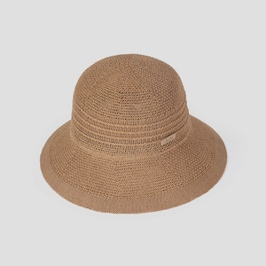Breathable knitted women's fisherman bucket hat with wide brim for summer sun protection