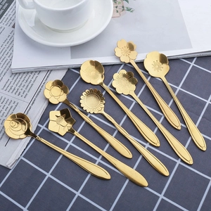 Floral Stainless Steel Coffee Stirring Spoons Elegant Flower Shaped Dessert Spoons Creative Kitchenware For Afternoon Tea