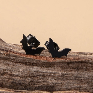 Bat Stud Earrings And Ring Alloy Jewelry With Stainless Steel Earring Post Halloween Gothic Punk Style For Men Women