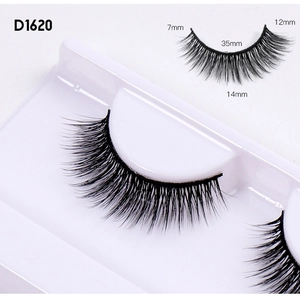 Detaillierte Größenangaben für dichte schwarze Kunstwimpern von 7 mm bis 14 mm Länge