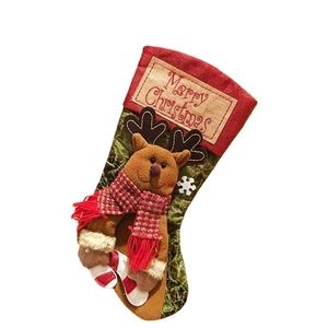 Christmas stocking with 3D reindeer and Merry Christmas embroidery for holiday decor