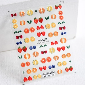 Stickers ongles 5D relief motifs fruits fraises et oranges autocollants type TS-433