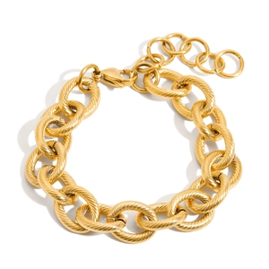 18k gold plated stainless steel chunky twisted chain bracelet with adjustable clasp
