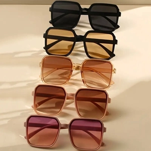 Fashion Oversized Square Sunglasses For Women UV400 Protection Gradient Lenses Retro PC Frame AC Lens Outdoor Travel Eyewear