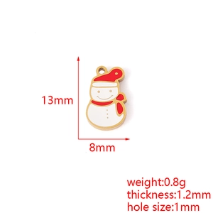 Detailed size chart for snowman charm with dimensions 13x8mm and weight 0.8g