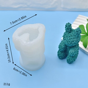 3D rose flower bear silicone mold with dimensions for DIY soap and candle making