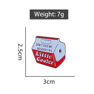 Red and blue milk box enamel pin with little letter text 3cm x 2.5cm size