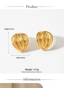 Polished gold 316L stainless steel balloon stud earrings with 21mm size measurements