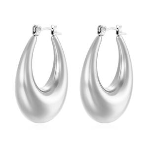 Polished silver hollow teardrop earrings in high-grade stainless steel for women