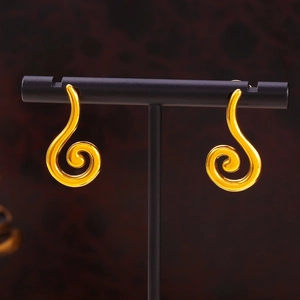 Polished 18k gold plated stainless steel geometric spiral drop earrings for women