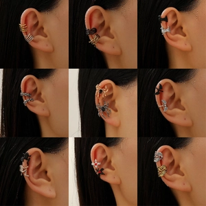 Halloween Gothic Skull Spider Ear Cuffs Retro Punk Bat Ghost Hand Ear Clip Copper Alloy Earrings No Piercing Jewelry Women Men