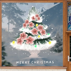 Weißer Blumen Weihnachtsbaum Fensteraufkleber für festliche Glasdekoration