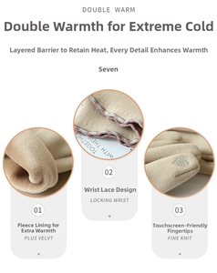 Detailed view of women's warm velvet gloves with touch screen heart and lace wrist