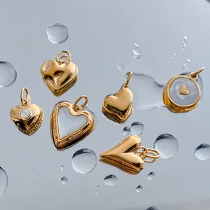 Ciondolo a Cuore in Acciaio al Titanio Accessori per Gioielli DIY Conchiglia Bianca Perla Artificiale Strass Cuore
