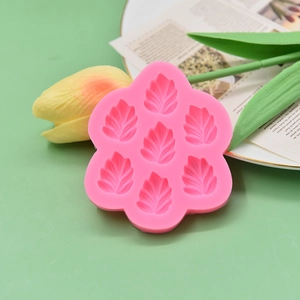 Rosa Silikonform mit 7 Blatt-Texturen für Fondant, Schokolade und DIY Kuchendekoration