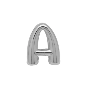 Polished silver bubble style capital letter A charm for DIY personalized jewelry bracelets