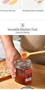 Detalle de espátulas de cocina de silicona multicolor para mermelada y repostería