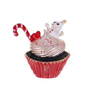 Christmas Cupcake Brooch Alloy Enamel Snowman Candy Cane Cute Holiday Party Clothing Pin Accessory For Women Men