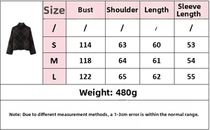 Size guide for women's argyle knit sweater showing bust, shoulder, and sleeve measurements