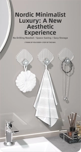 Adhesive wall hook with luxury textured acrylic design and clover pattern detail