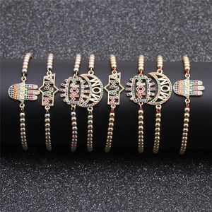 Adjustable MAMA heart bracelets with cubic zirconia in gold, silver and rose gold
