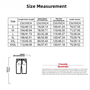 Size chart for men's jacquard knit outfit with measurements in CM and INCH for S to 3XL sizes