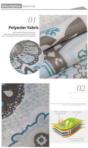 Detail of waterproof mandala shower curtain with 4-layer polyester coating technology