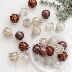 Champagne brown Christmas ball ornaments in various finishes for tree decoration
