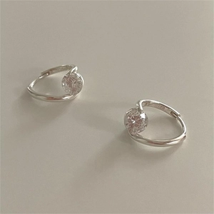 Elegant 925 sterling silver hoop earrings with cubic zirconia stones for women