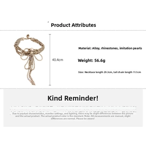 Spécifications de taille pour collier perles multicouches avec nœud en strass