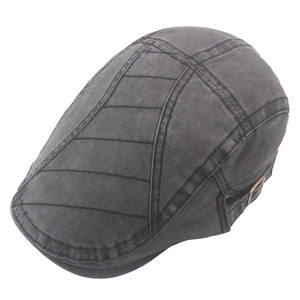 Berretto vintage da uomo in cotone lavato con cuciture orizzontali e fibbia in bronzo