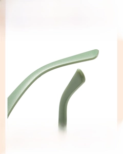 Detail view of light green ergonomic anti-slip temple for kids sunglasses