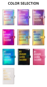 Color selection of 100 envelope savings challenge binders in PU leather and holographic finish