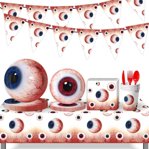 Spooky big eyes theme Halloween party tableware set with bloody eyeball patterns