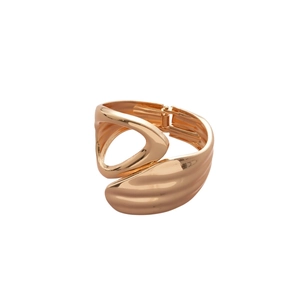 Minimalist wide irregular geometric hollow cross gold bangle with adjustable open design