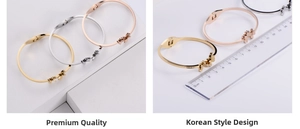 Detailed comparison of gold, silver, and rose gold butterfly bangles with size measurement