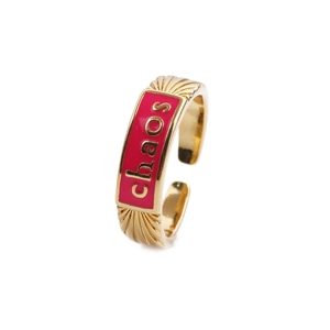 Anello In Rame Smaltato Lettera Chaos Regolabile Aperto Placcato Oro Gioielli Moda Geometrici Donna