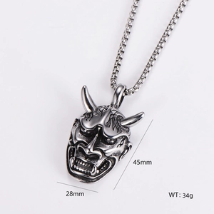 Vintage stainless steel skull star pendant necklace for men with box chain and dimensions