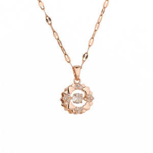 Collana a cuore in acciaio inossidabile oro rosa con zircone e pietra centrale mobile