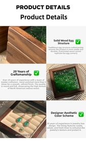 Detailed view of walnut wood jewelry box with mortise joint and green embossed glass