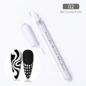 Rotulador acrílico blanco 3D para nail art DIY con punta 7mm y capacidad de 3ml