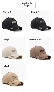Detail view of five baseball cap colors with STARS embroidery and drop design stitch