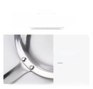 Macro shot of 304 stainless steel strainer with reinforced rivet design for extra durability