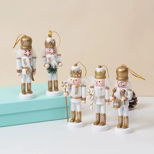 Wooden Christmas Nutcracker Soldier King Ornaments Hand Painted Glitter Holiday Desktop Home Decoration Gift