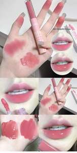 Dual-ended lip gloss showing matte mud and mirror water light finish in shade 02 pink